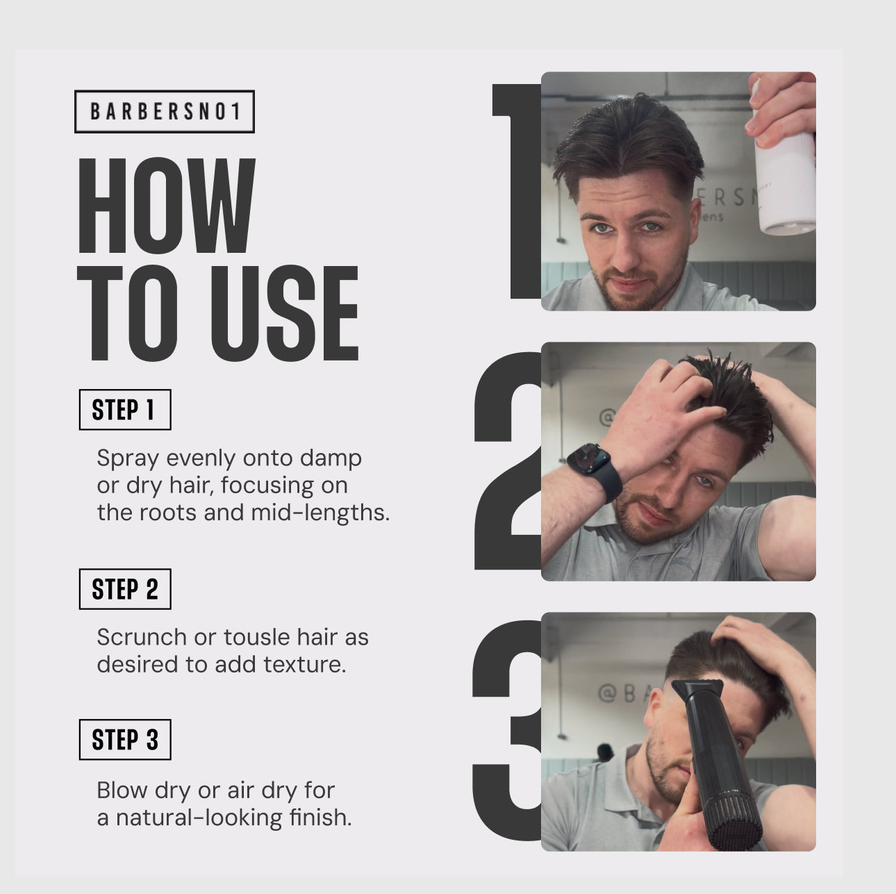 BarbersNo1 Sea Salt Spray — Texturising Spray | Texture, Volume & Matte Finish | 250ml