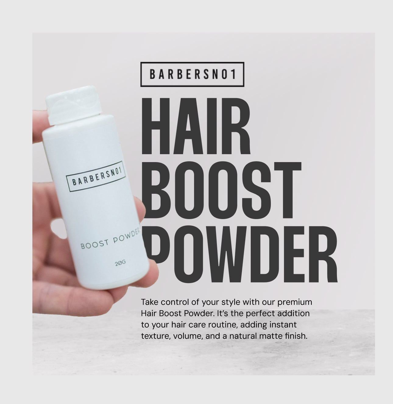 BarbersNo1 Boost Powder — Instant Volume Hair Powder | Strong Hold, Matte Finish | 25g