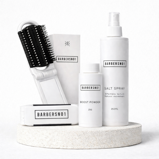 BarbersNo1 Texture Trio — Sea Salt Spray, Fibre Clay & Boost Powder Bundle